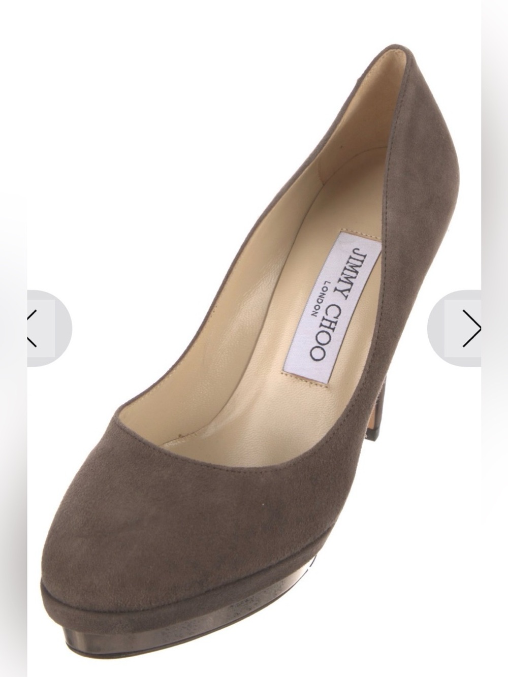Jimmy Choo Taupe Suede Platform Pump - Picture 2 of 6